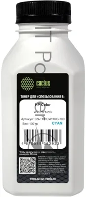 Тонер Cactus CS-THPCWHUC-100 голубой флакон 100гр. для принтера HP Color W2070/1/2/3