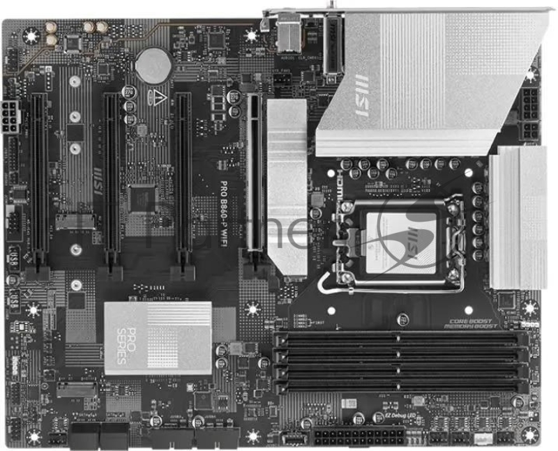 Материнская плата MSI PRO B860-P WIFI, LGA1851, Intel B860, 4xDDR5, 4xSATA, 3xM.2, 1xPCIe 5.0 x16, DisplayPort, HDMI, USB Type-C, 1x5Gb LAN, Thunderbolt, 3x3.5 мм, 7.1, ATX