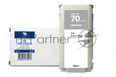 Картридж струйный NVPrint 70 (NV-C9451A) Light Gray для HP DesignJet Z2100/Z3100/Z3200/Z5200/Z5400 (130 мл) совместимый