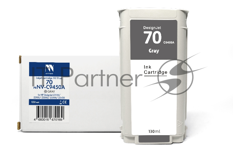 Картридж струйный NVPrint 70 (NV-C9450A) Gray для HP DesignJet Z2100/Z3100/Z3200/Z5200/Z5400 (130 мл) совместимый