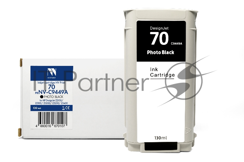 Картридж струйный NVPrint 70 (NV-C9449A) Photo Black для HP DesignJet Z2100/Z3100/Z3200/Z5200/Z5400 (130 мл) совместимый