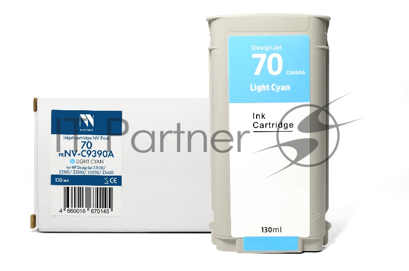 Струйный картридж NVPrint 70 (NV-C9390A) Light Cyan для HP DesignJet Z2100/Z3100/Z3200/Z5200/Z5400 (130 мл) совместимый