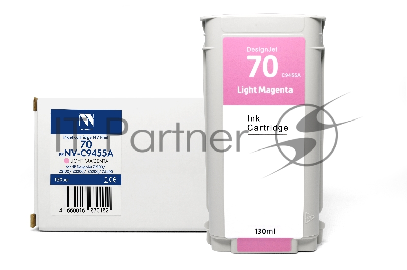 Картридж струйный NVPrint 70 (NV-C9455A) Light Magenta для HP DesignJet Z2100/Z3100/Z3200/Z5200/Z5400 (130 мл) совместимый