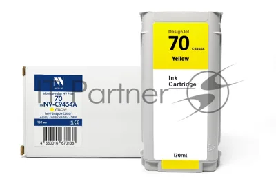Струйный картридж NVPrint 70 (NV-C9454A) Yellow для HP DesignJet Z2100/Z3100/Z3200/Z5200/Z5400 (130 мл) совместимый