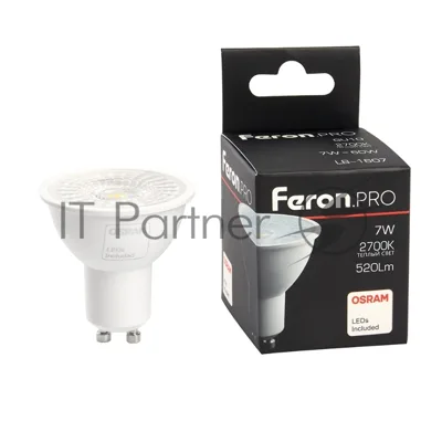Лампа светодиодная FERON PRO LB-1607 LED 7вт 230в GU10 теплый с линзой 110гр.