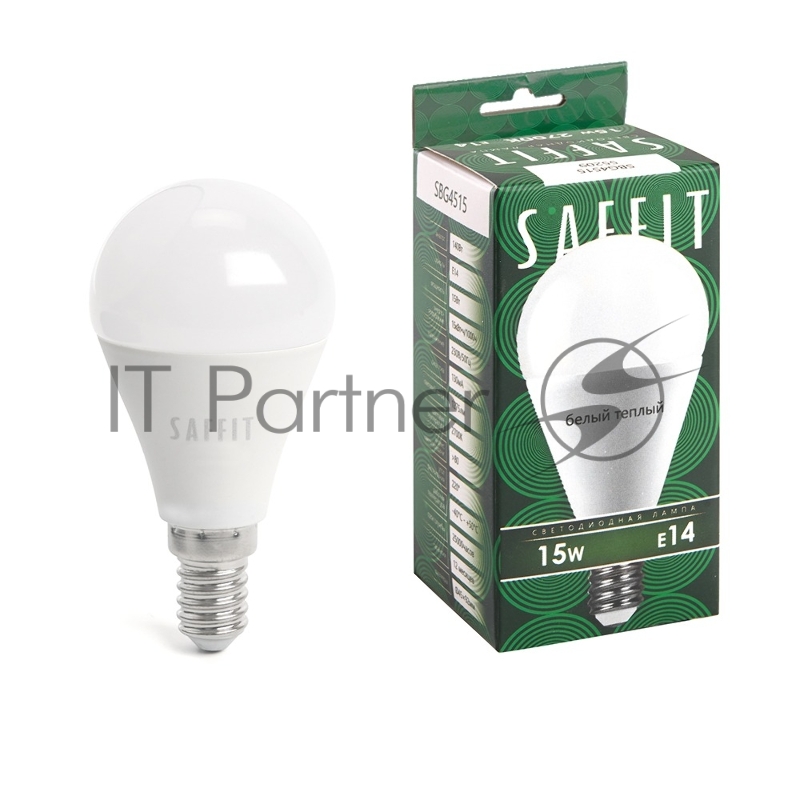 Лампа светодиодная SAFFIT SBG4515 LED 15вт Е14 теплый матовый шар
