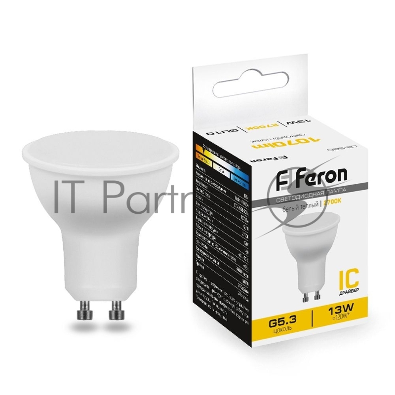 Лампа светодиодная Feron LB-960 LED 13вт 230В GU10 теплый