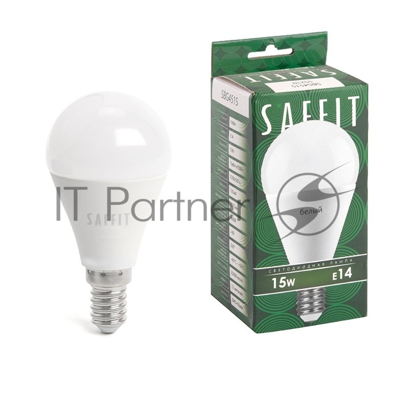 Лампа светодиодная SAFFIT SBC3715 LED 15Вт Е14 белый матовый шар