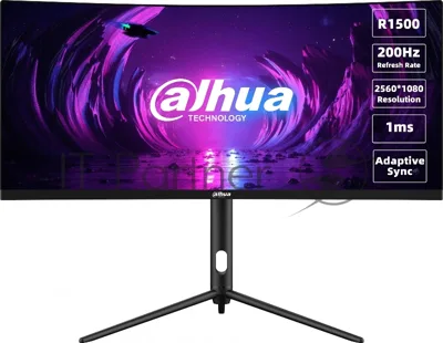 Монитор 30" Dahua LM30-E330CA VA 2560x1080, 200 Гц, 1 мс, 21:9, 250 кд/м², 2xHDMI 2.0, 2xDP, изогнутый экран (1500R), черный