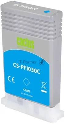 Картридж струйный Cactus CS-PFI030C PFI-030C голубой (55мл) для Canon imagePROGRAF TA-20/30