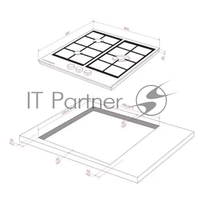 Варочная панель Kuppersberg FG 46 W газ, High-Tech, 45 см, автоматический электроподжиг, газ-контроль, форсунки под сжиженый газ, SABAF конфорки, чугунные решетки, цвет белый, цвет фурнитуры белый
