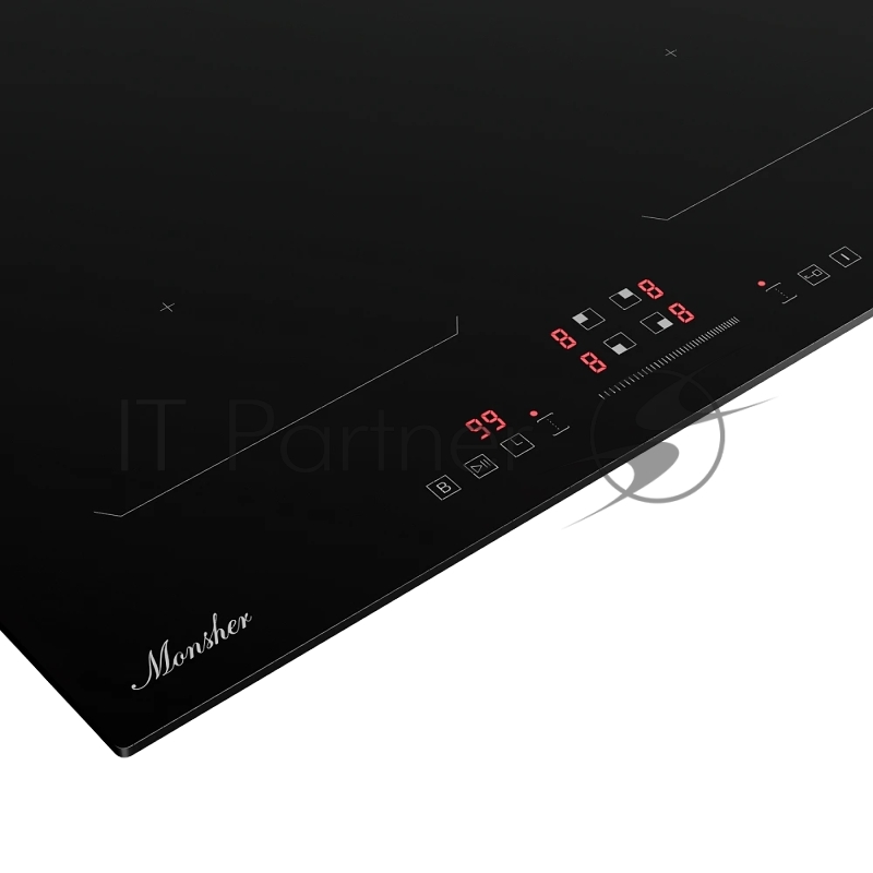 Индукционная варочная панель Monsher MHI 6026, 60 см, индукция, High-Tech, inverter, 9 уровней мощности, бустер, Stop and Go, автоматическое отключение, таймер, индикатор остаточного тепла, сенсорное/слайдерное управление, черный