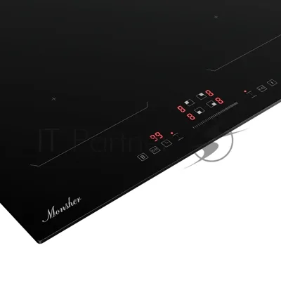 Индукционная варочная панель Monsher MHI 6026, 60 см, индукция, High-Tech, inverter, 9 уровней мощности, бустер, Stop and Go, автоматическое отключение, таймер, индикатор остаточного тепла, сенсорное/слайдерное управление, черный