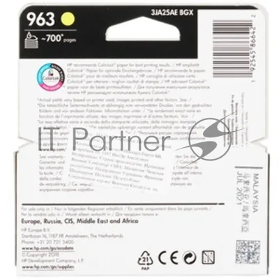 Картридж HP 963 струйный желтый (700 стр) 3JA25AE#BGY