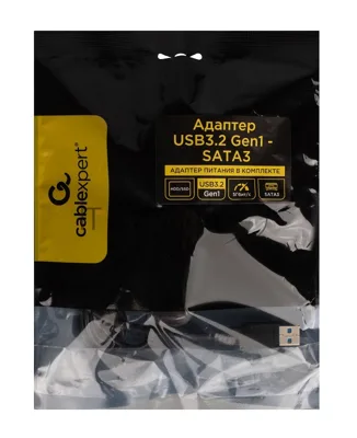 Адаптер USB3.2 Gen1 на SATA 2.5" HDD/SSD Cablexpert A-USB3-SATA3-2.5, Sata3, 5 Гбит/с, 0.3м, пакет