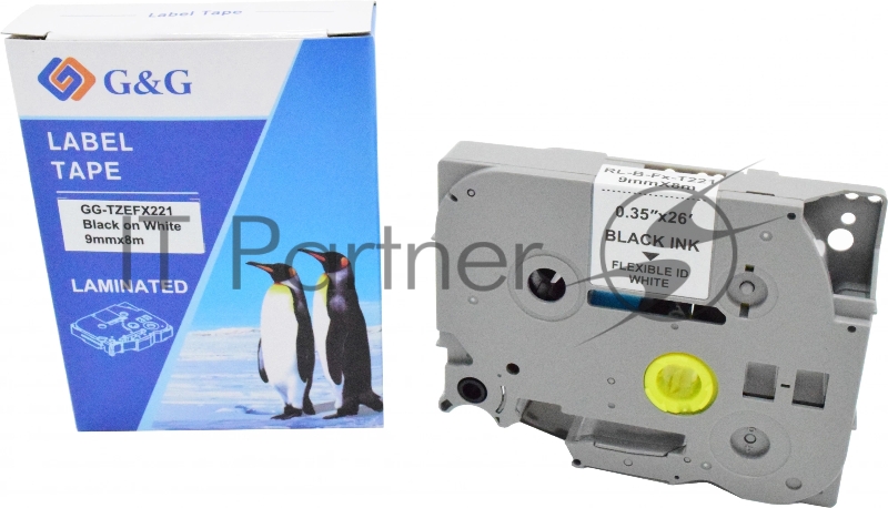 Картридж ленточный G&G GG-TZEFX221 черный на белом 9x8 для Brother 1010/1280/1280VP/2700VP