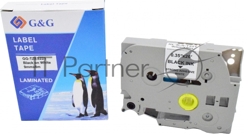 Картридж ленточный G&G GG-TZES221 черный на белом 9x8 для Brother 1010/1280/1280VP/2700VP