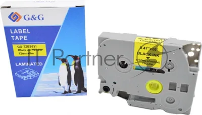 Картридж ленточный G&G GG-TZES631 черный на желтом 12x8 для Brother 1010/1260VP/1830VP/9700PC