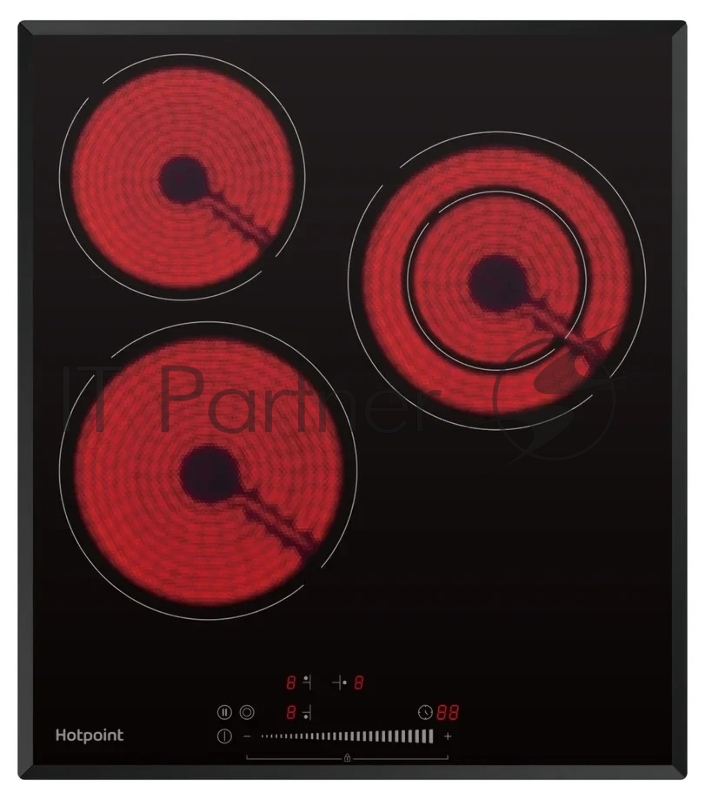 Электрическая варочная поверхность Hotpoint HR 4O3 BAS, 3 конфорки, с зоной расширения, стеклокерамика, 5000 Вт