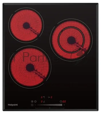 Электрическая варочная поверхность Hotpoint HR 4O3 BAS, 3 конфорки, с зоной расширения, стеклокерамика, 5000 Вт