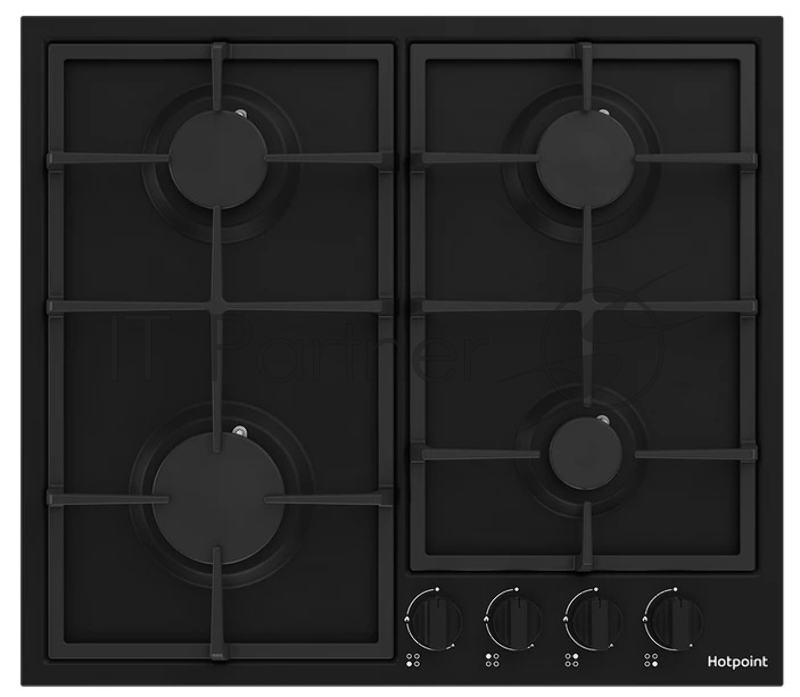 Газовая варочная поверхность Hotpoint HGMT 642 BL, 4 конфорки, эмалированная сталь, 7800 Вт