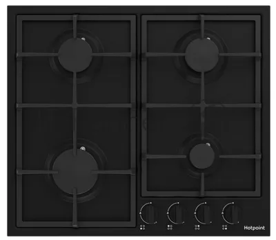 Газовая варочная поверхность Hotpoint HGMT 642 BL, 4 конфорки, эмалированная сталь, 7800 Вт