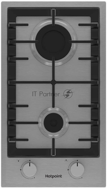 Газовая варочная поверхность Hotpoint HGMT 321 IX, 2 конфорки, нержавеющая сталь, 3900 Вт