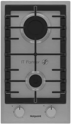 Газовая варочная поверхность Hotpoint HGMT 321 IX, 2 конфорки, нержавеющая сталь, 3900 Вт