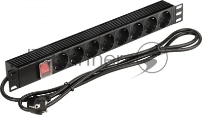 Блок распределения питания Lanmaster NM-PD16A-8XSH+S-2.0 гор.размещ. 8xSchuko базовые 16A Schuko 2м