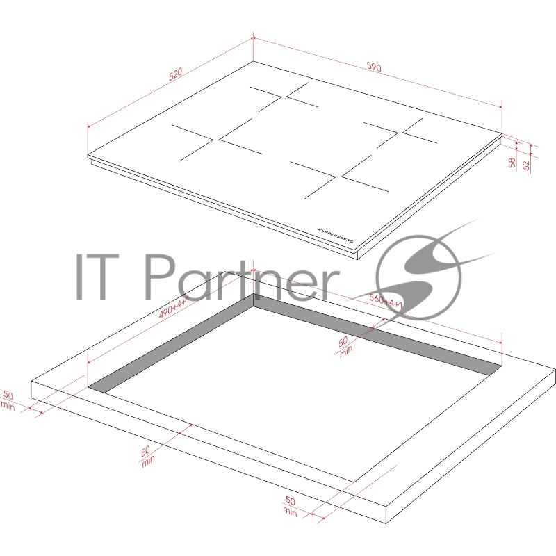 Варочная панель Kuppersberg ICI 625, индукция, High-Tech, 59 см, 9 уровней мощности, блокировка управления, автоматическое отключение, Inverter, таймер, Booster, Flexi-zone, слайдерное управление, черный