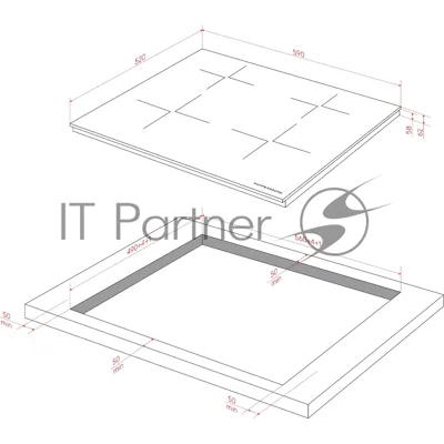 Варочная панель Kuppersberg ICI 625, индукция, High-Tech, 59 см, 9 уровней мощности, блокировка управления, автоматическое отключение, Inverter, таймер, Booster, Flexi-zone, слайдерное управление, черный