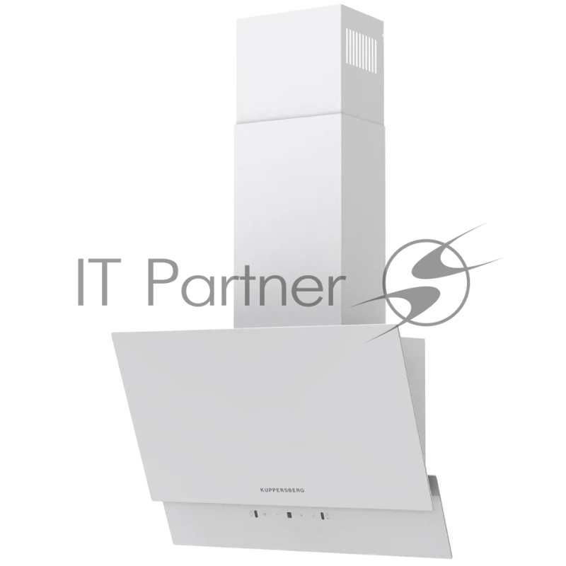 Наклонная вытяжка Kuppersberg F 603 W, 60 см, High-Tech, таймер, макс. производительность 850 м3/ч, 3 скорости, обратный клапан, сенсорное управление, дисплей, LED освещение, уровень шума 53 дБ, белый