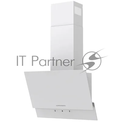 Наклонная вытяжка Kuppersberg F 603 W, 60 см, High-Tech, таймер, макс. производительность 850 м3/ч, 3 скорости, обратный клапан, сенсорное управление, дисплей, LED освещение, уровень шума 53 дБ, белый