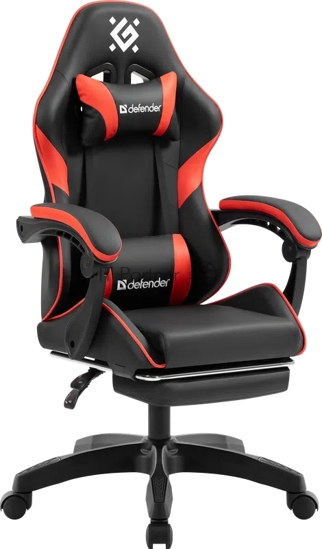 Кресло игровое Defender Serenity черный/красн,класс 2, PU,подножка