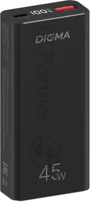 Портативный аккумулятор Digma DGPF10E 10000mAh QC3.0/PD3.0 45W 4.5A USB-A/USB-C черный