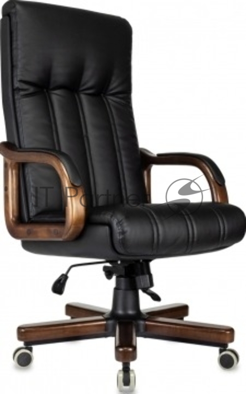 Кресло руководителя Бюрократ T-9932Walnut черный, эко.кожа, крестов. металл/дерево