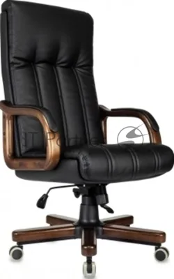 Кресло руководителя Бюрократ T-9932Walnut черный, эко.кожа, крестов. металл/дерево