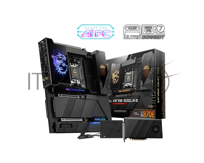 Материнская плата MSI MEG X870E GODLIKE, AM5, AMD X870E, 4xDDR5, 4xSATA, 5xM.2, 1xPCIe 5.0 x16, USB Type-C, 1x10Gb LAN, 1x5Gb LAN, 2x3.5 мм, 7.1, E-ATX