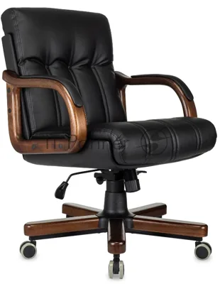 Кресло Бюрократ T-9932W-LOW-Eco черный, экокожа