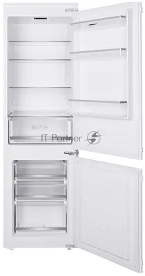 Встраиваемый холодильник HOMSair FB177SW Inverter белый, двухкамерный, 195/75л, морозилка снизу, капельная система