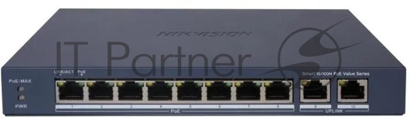 Коммутатор Hikvision DS-3E1310P-EI/M, 8×100 Мбит/с PoE + 2×1 Гбит/с Uplink, настраиваемый