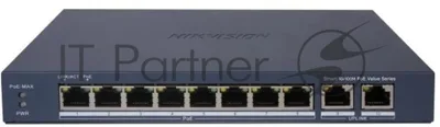 Коммутатор Hikvision DS-3E1310P-EI/M, 8×100 Мбит/с PoE + 2×1 Гбит/с Uplink, настраиваемый