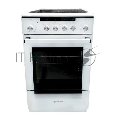 Плита электрическая De Luxe 506004.13ЭС белый, конфорок 4 электрических (стеклокерамика), духовка 60 л, 50 см x 87 см x 60 см