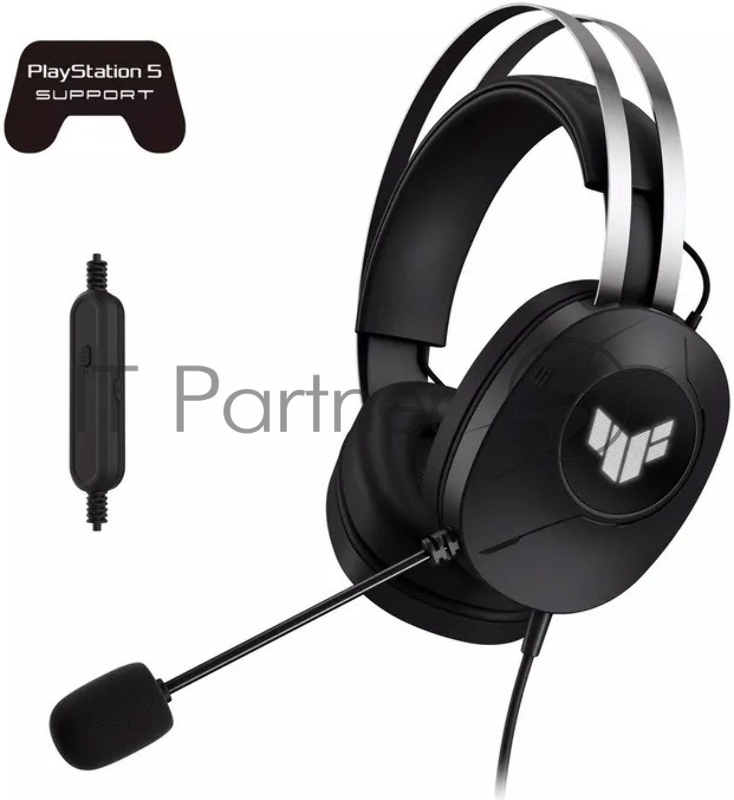 Гарнитура ASUS TUF Gaming H1 Gen II чёрный, проводная, USB, подсветка, совместимость с PS5