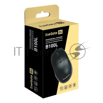 Мышь проводная ExeGate Professional Standard B100L черный, 1000 dpi, USB, кнопки - 3