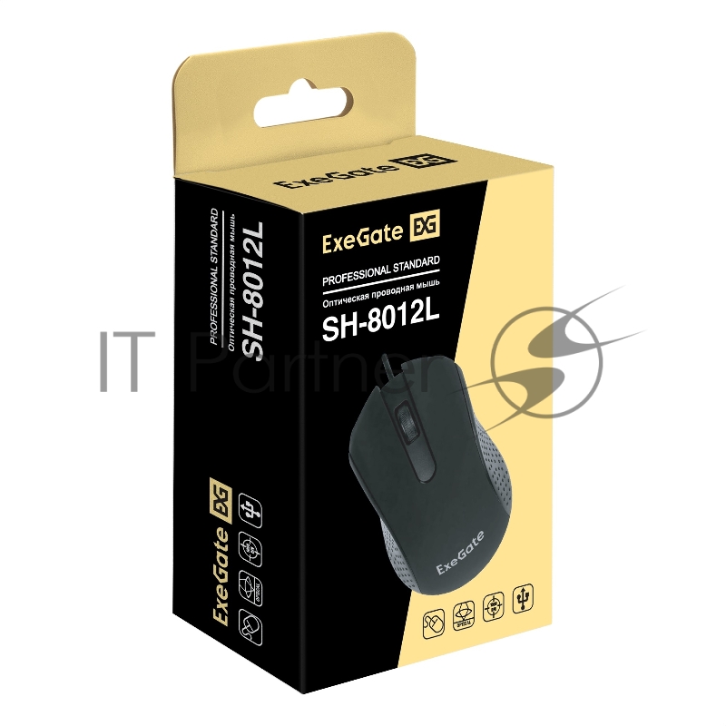 Мышь проводная ExeGate Professional Standard SH-8012L черный, 1000 dpi, USB, кнопки - 3