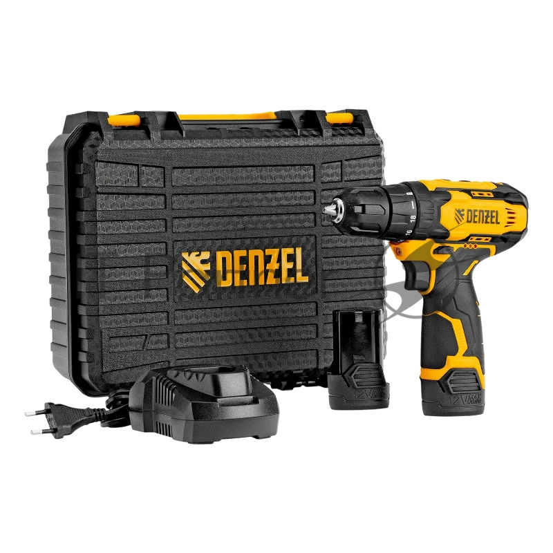 Дрель-шуруповерт Denzel CDQ-12, 12 В, 1,5 Ач, 30 Нм, щеточный