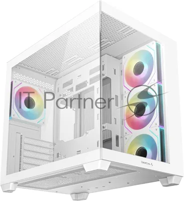 Компьютерный корпус Deepcool CG530 4F WH без БП, боковое окно (панорама), 3x120мм ARGB Reverce вентилятора на боковой стенке, 1x120мм ARGB вентилятор сзади, белый, ATX