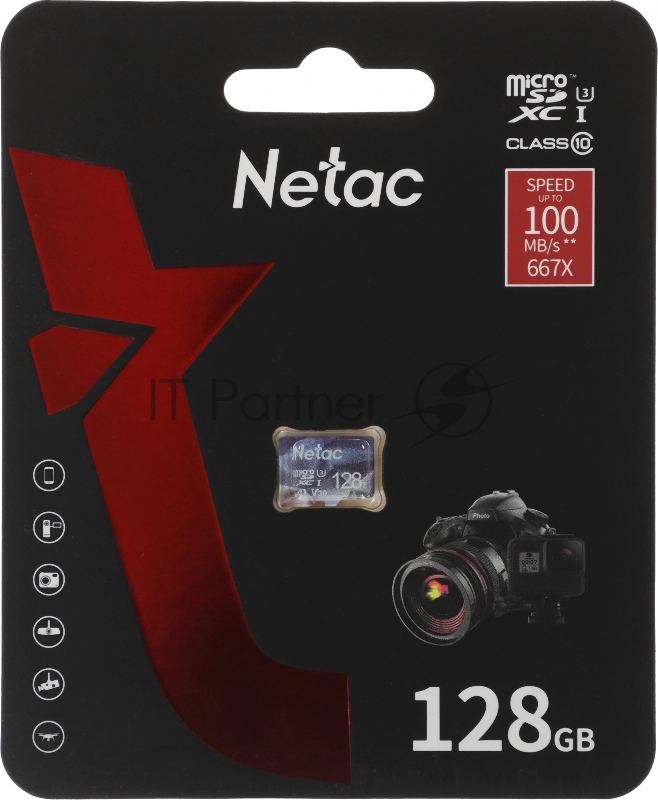 Флеш карта microSDHC 128Gb Netac P500 ULTRA NT02P500ULT-128G-S (без SD адаптера) 100Mb/s