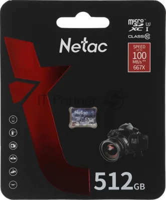 Флеш карта microSDHC 512Gb Netac P500 ULTRA NT02P500ULT-512G-S (без SD адаптера) 100Mb/s
